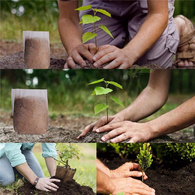 100Pcs Degradable Seedling Lift Bags Seed Pouch Potted Plant Grow Bag Breathable