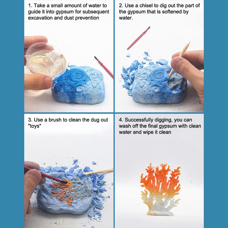 Ocean Animal Gemstone Dig Kit Kid Archaeological Excavation Gemstones Toy Toddler Science Kit Educational Handmade Toys