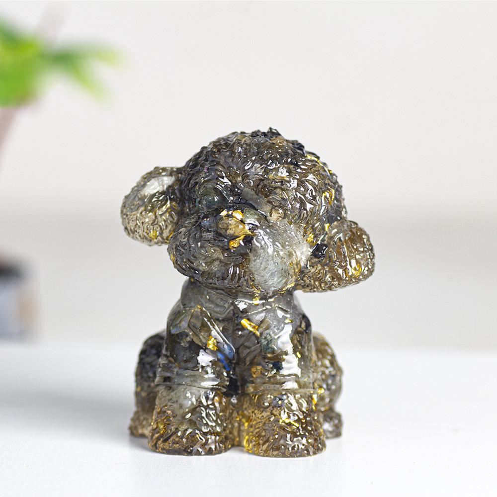 Figurine Chien Teddy Art Résine Décoration Cristal Pour Cadeau Et Décoration Intérieure