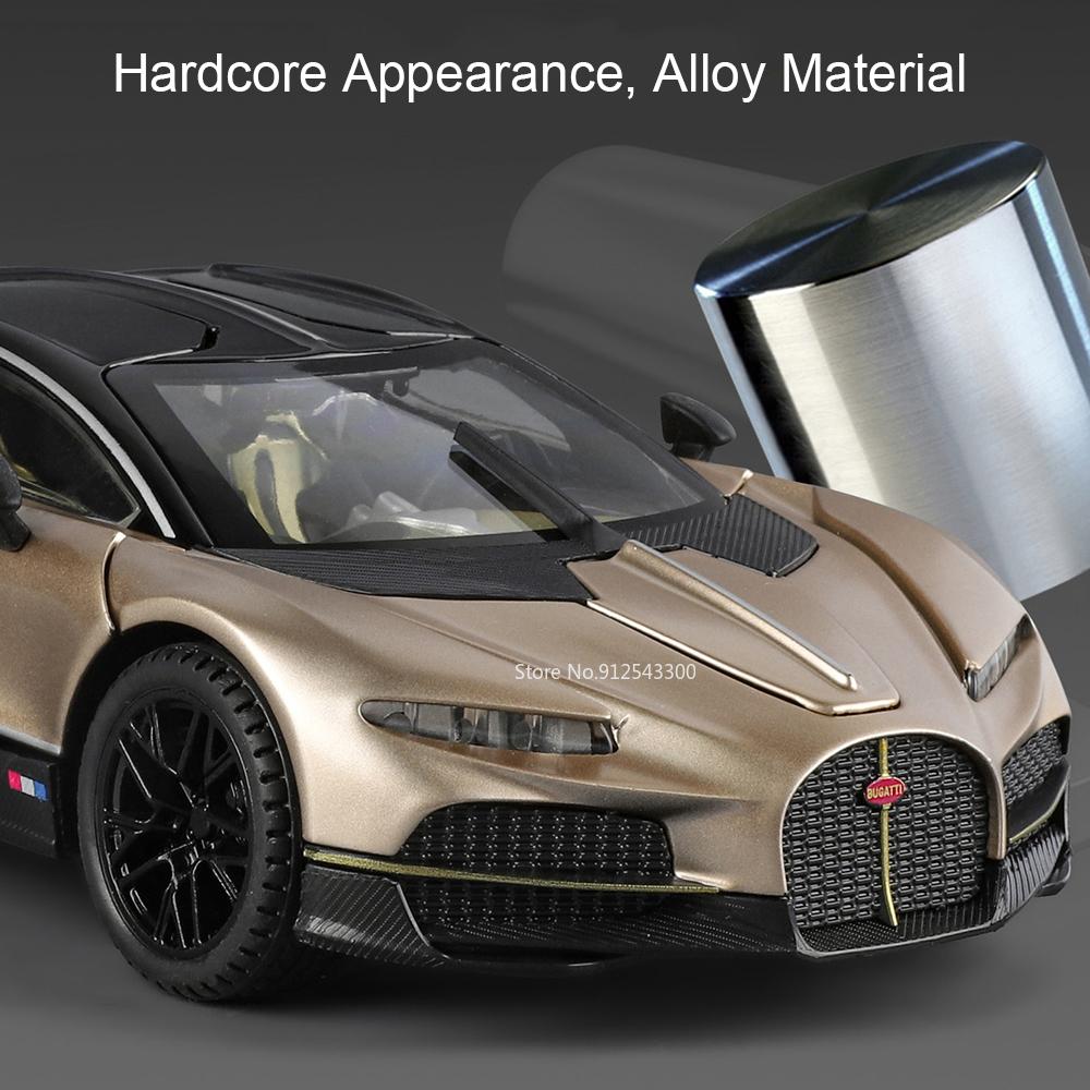 1:24 Tourbillon Atlantic Car Model Toy Alloy Diecast Shock Absorption Supercar Sound Light Pull Back Models Gifts for Boys