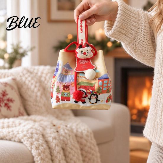 Christmas Small Gifts Drawstring Gift Bag with Handle Reusable Canvas for Packaging Bags Present Xmas Candy Goodie Treat Pouch Holiday Party