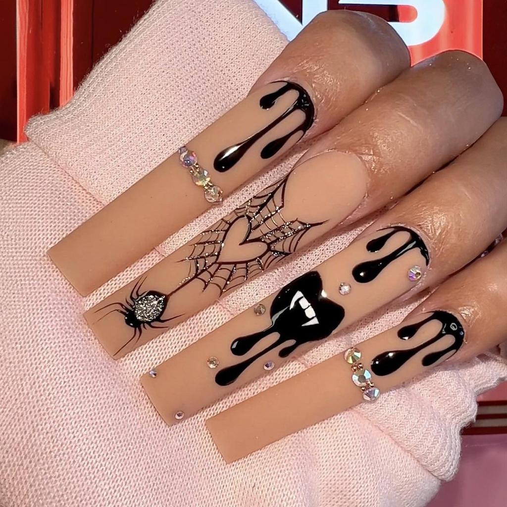 Wearable Spider Rhinestone Halloween Nail Art Patches