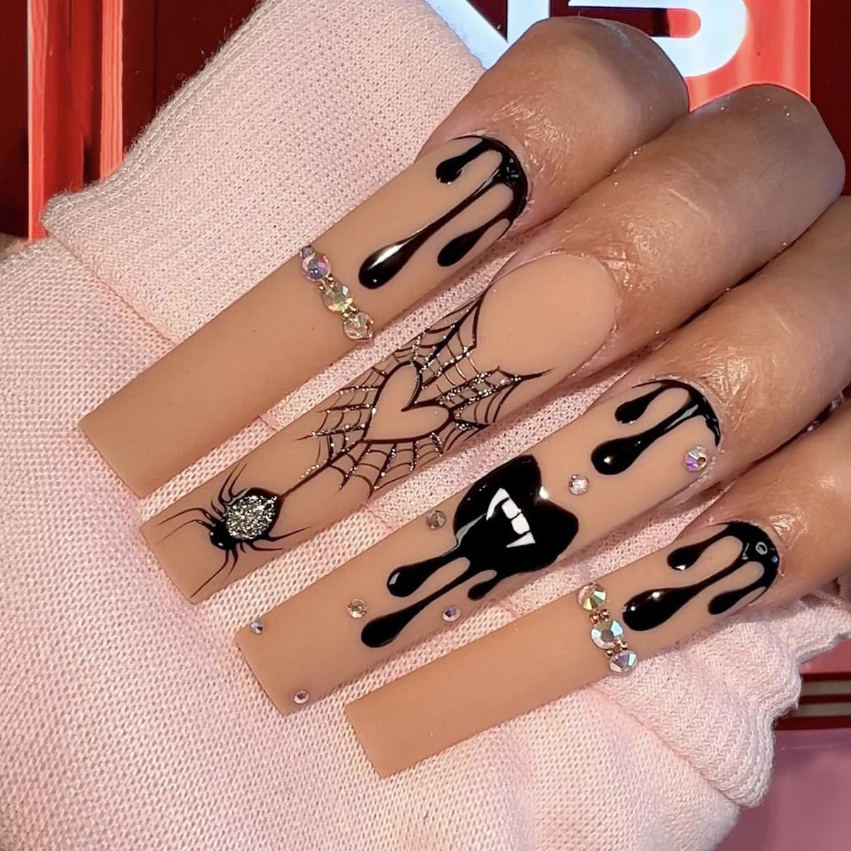 

Wearable Spider Rhinestone Halloween Nail Art Patches