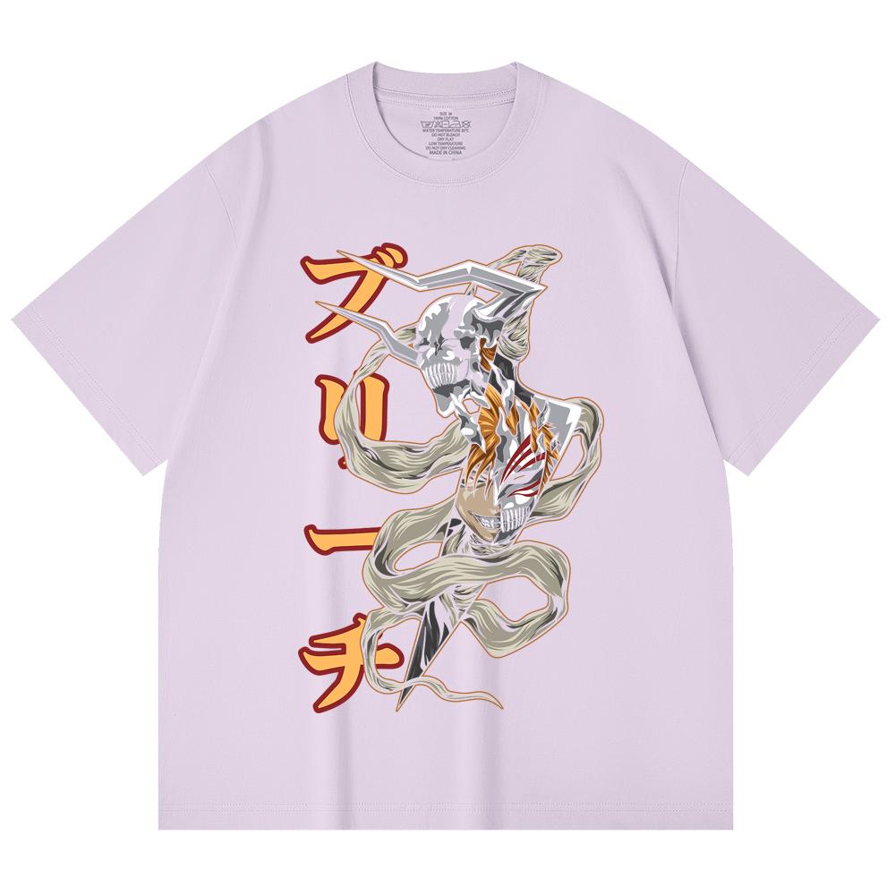 230 Gsm 100% Cotton Bleach V11 Zankpakuto Print Unisex Heavy Cotton T Shirt