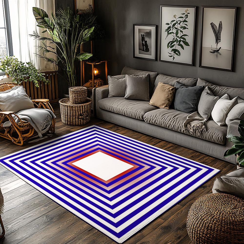 Tuniu Geometric Striped Rug Modern Living Room Floor Carpet Mat Non-Slip Decoration