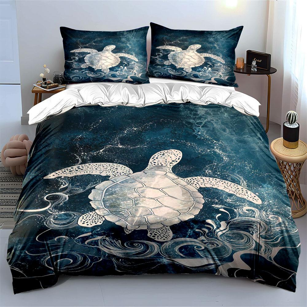 Sea turtle with waves. Bedding sets Duvet cover sets Duvet covers Pillowcases(1 * Duvet Cover 2 * Pillowcases without duvet insert)