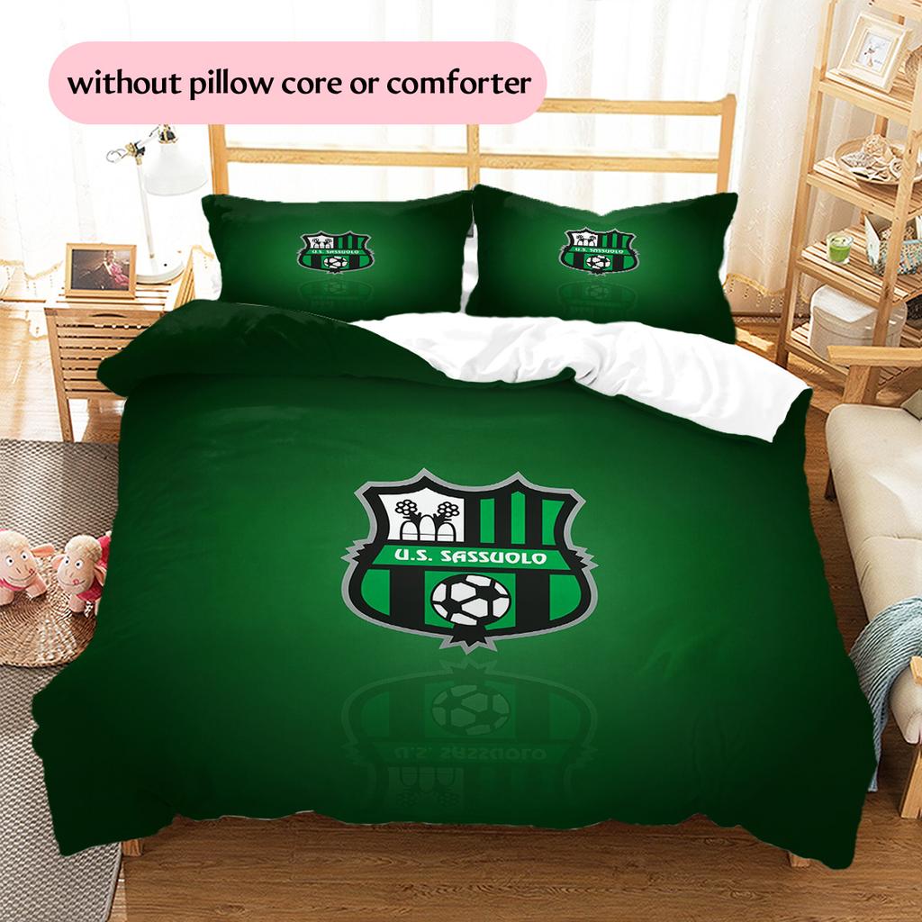 US Sassuolo Calcio Pattern Bedding Quilt Set Home Decoration Gift (1 * duvet cover + 2 * pillowcase without core)