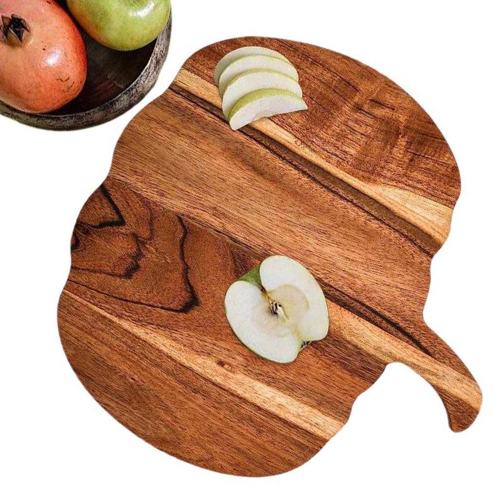 Halloween Kitchen Decorative Pumpkin-shaped Cutting Board Bread Board Wood Cutting Board with Handle for Chopping Meat Vegetable