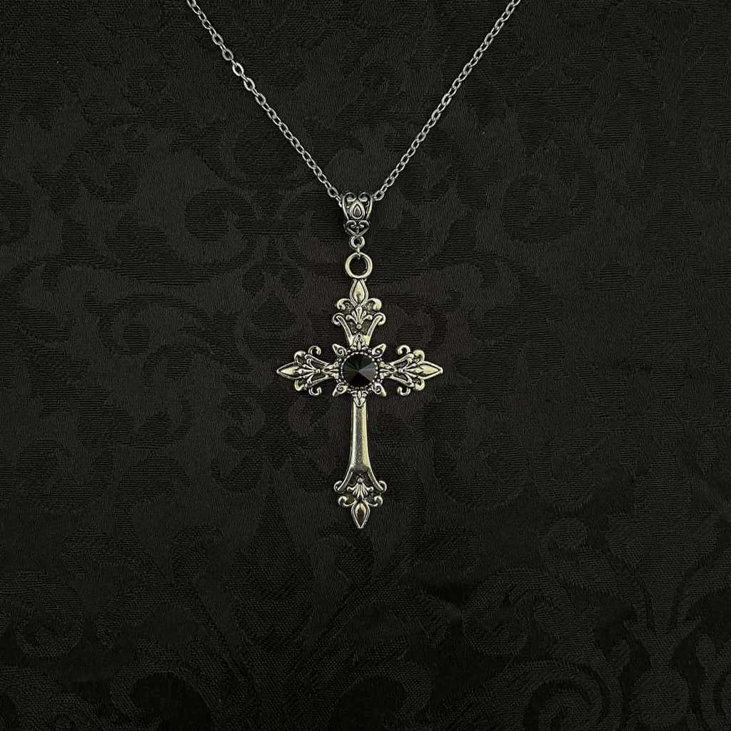 Collana Ciondolo Croce Gotica da Vampiro con Design Geometrico in Lega di Zinco per Uomo Donna