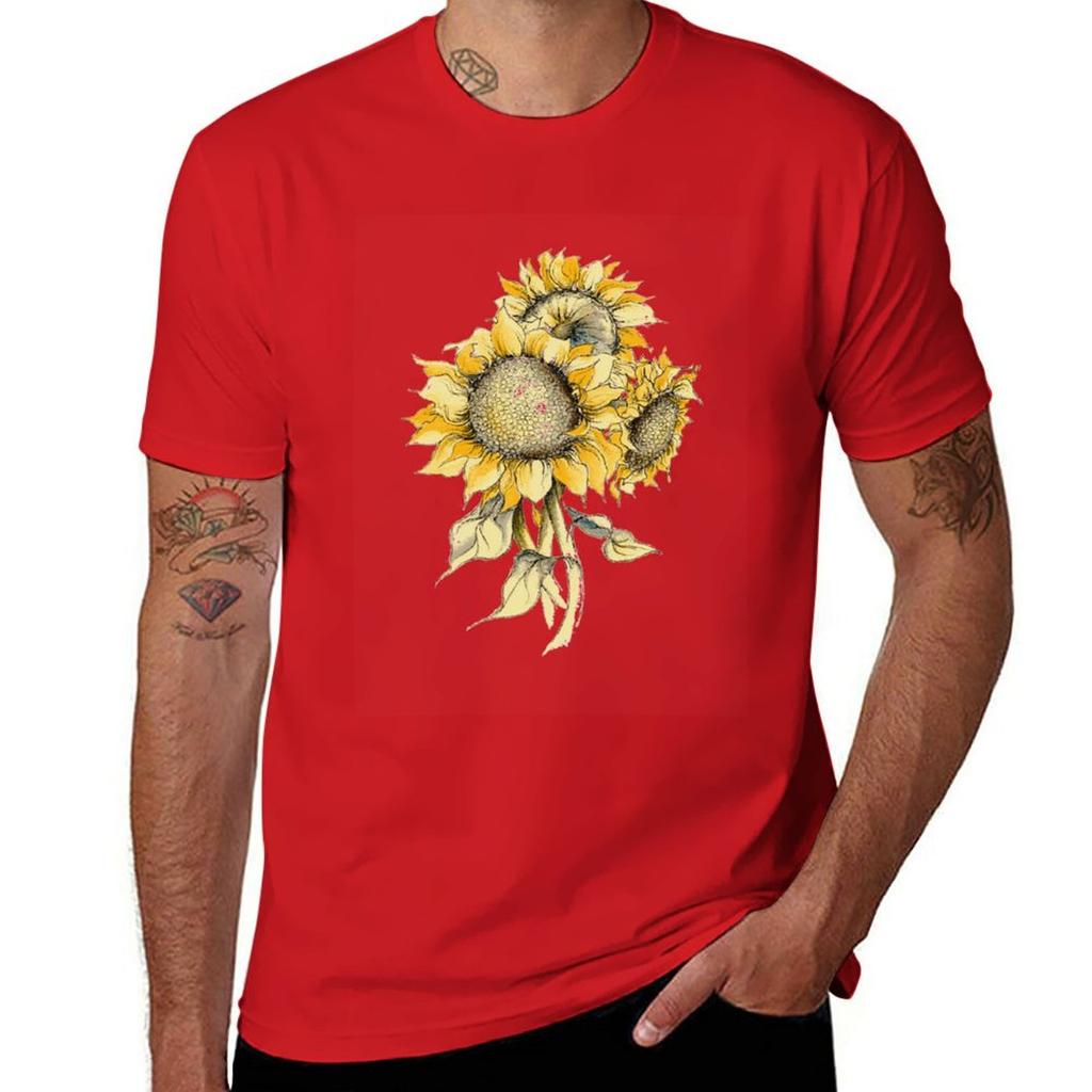 Yellow Sunflowers TShirt Cute Tops Blanks Designer T Shirt Men