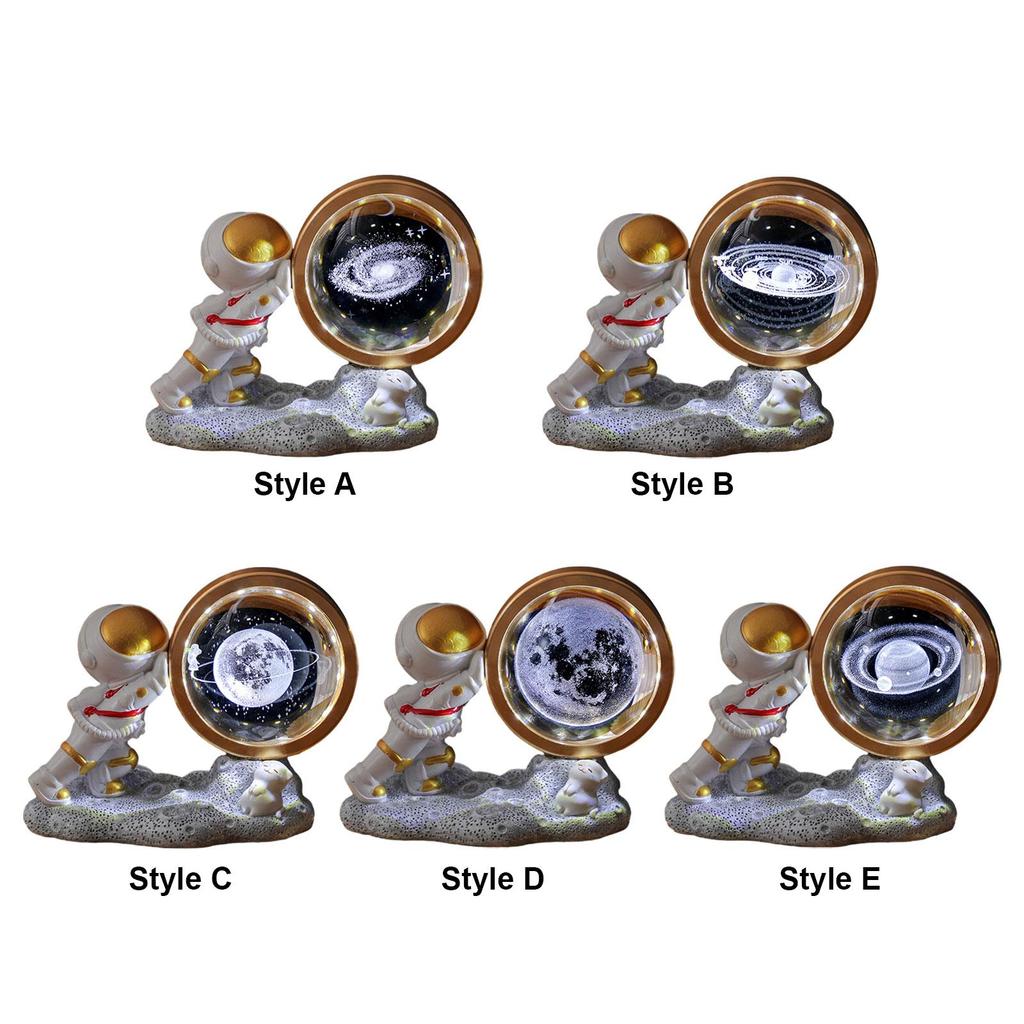 3D Glass Ball Night Light Bedside Lamp Degree Rotating Table for Crafts Kids