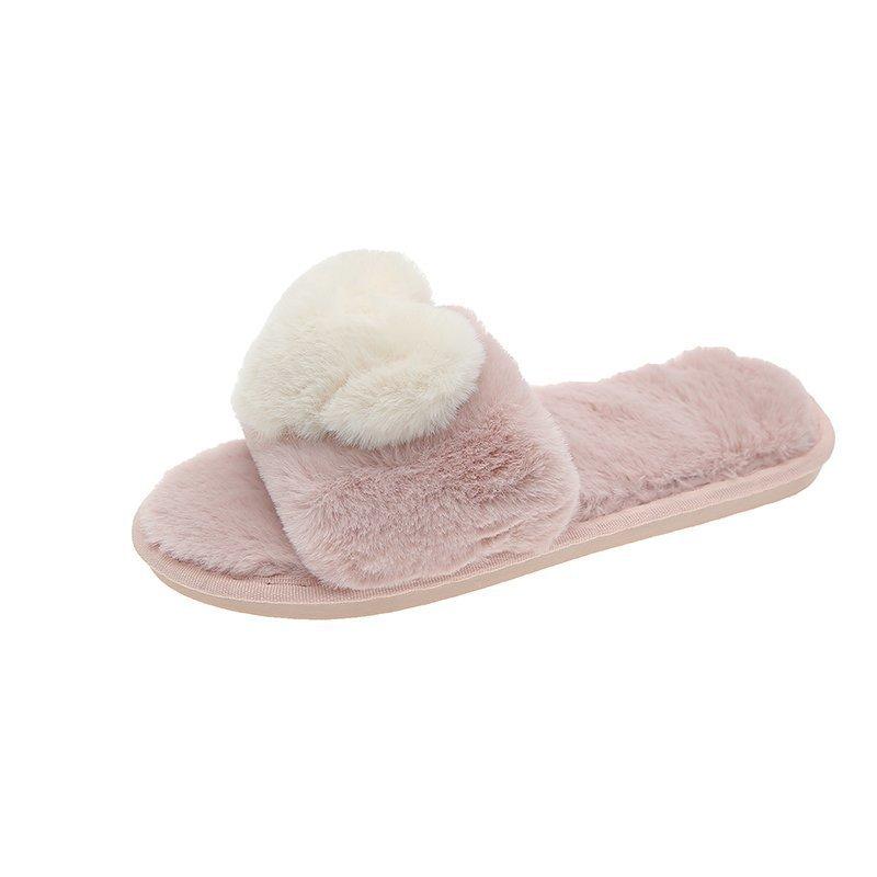Slippers Flat Cotton Slippers Cute Home Fleece Warm Winter New Indoor Fluffy Shoes Personalized Drag