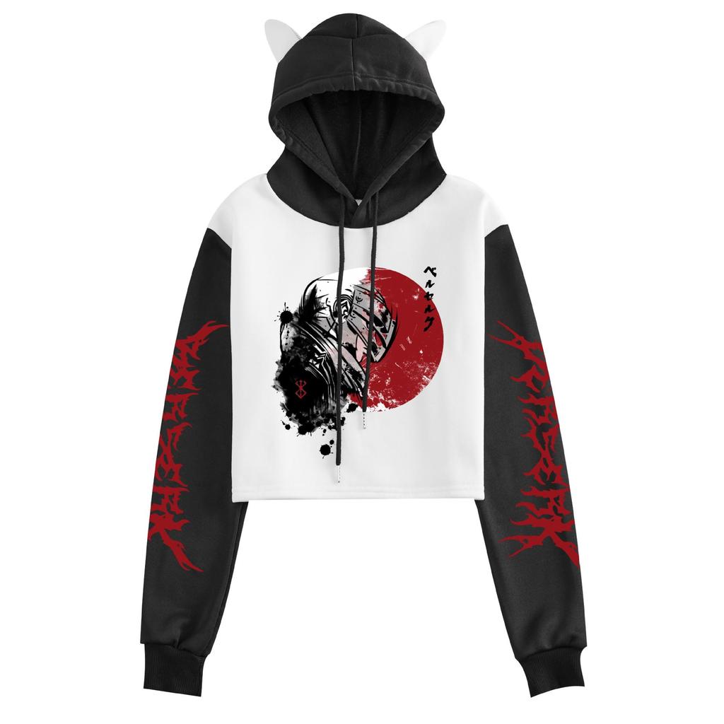 Women's Color-Block Cat Ear Hoodie, New Berserk Anime Casual Wear