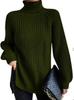 2026 autumn and winter new cross-border turtleneck knitted sweater medium and long shoulder sleeves high lapel split ends soft and comfortable women's