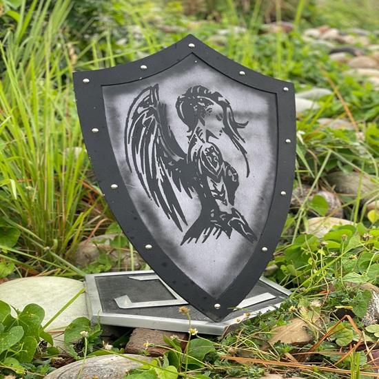 71.12 Cm Templar Shield Valkyrie Viking Shield Dark Angel Warrior Wooden Shield for Cosplay, LARP Best Gift