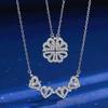 Collana da Donna Collana Quadrifoglio Collana con Ciondolo a Cuore Magnetico Staccabile