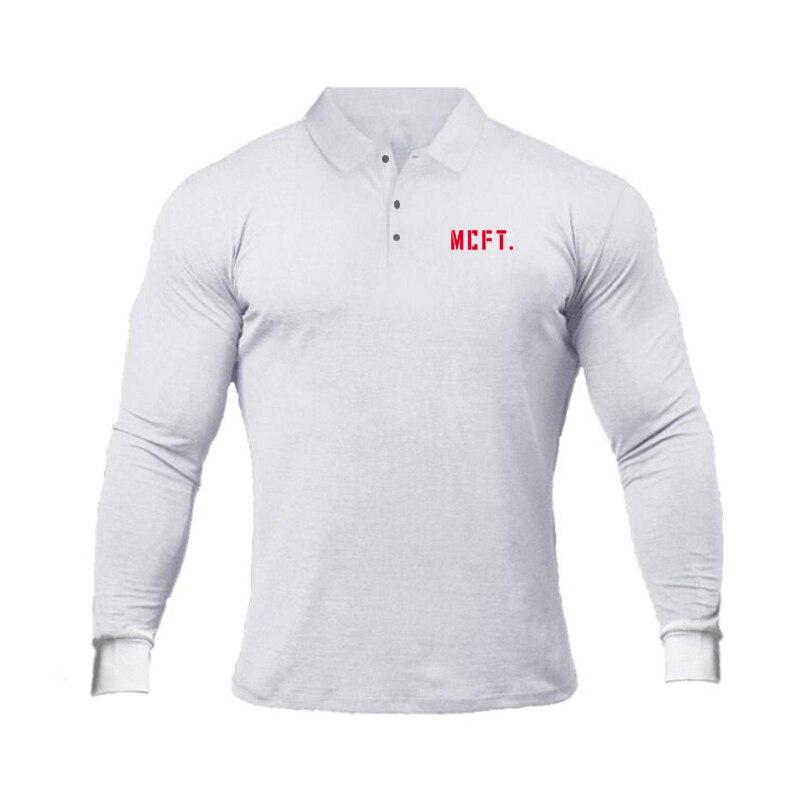 

Muscleguys Men s Fitness Slim POLO Shirt Casual Business Long Sleeve T Shirt XXL білий