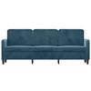 Vidaxl 3-Seater Sofa, Blue, 180 Cm, Upholstered In Velvet