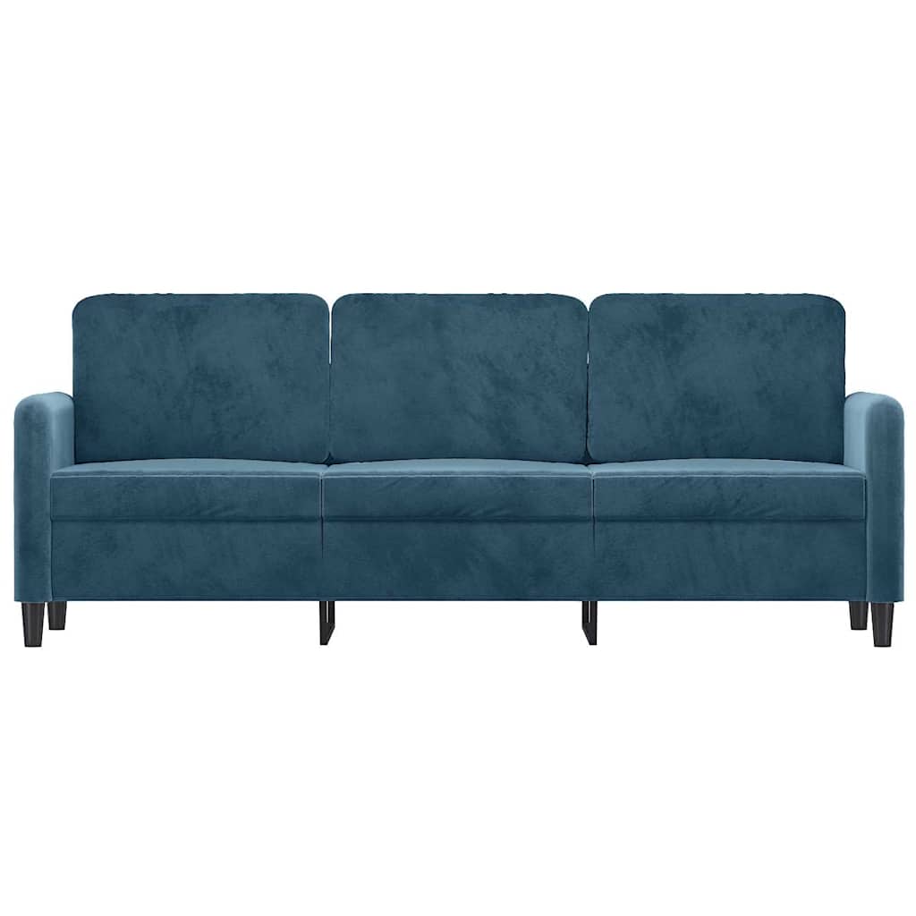Vidaxl 3-Seater Sofa, Blue, 180 Cm, Upholstered In Velvet