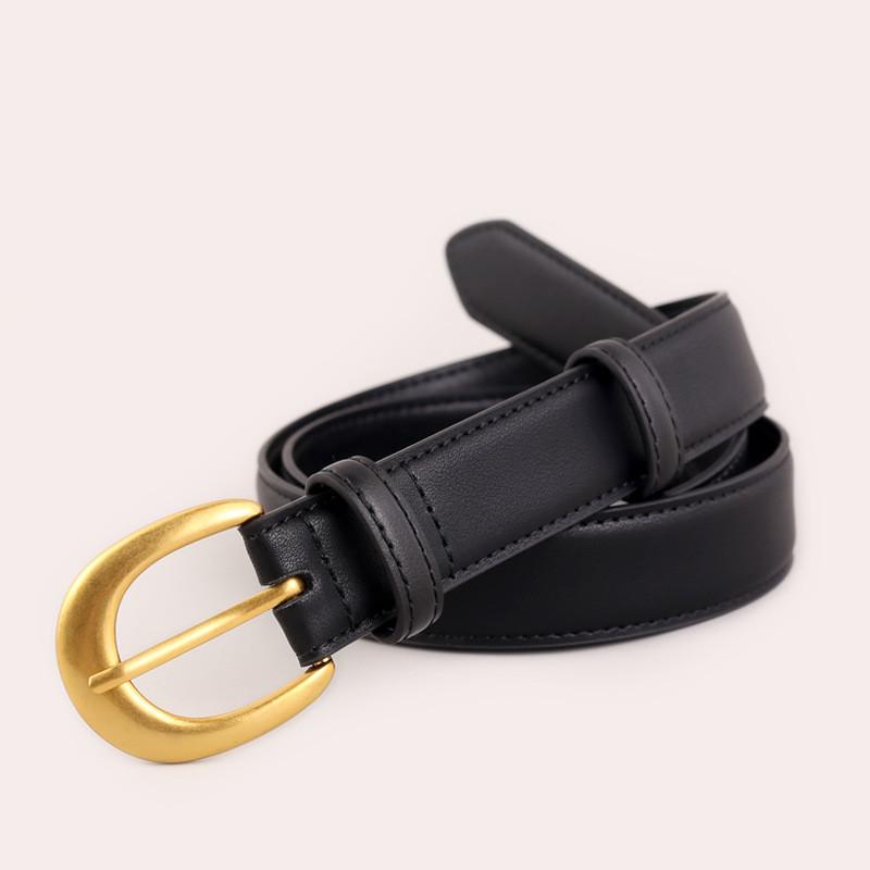 

Leather Belt For Women With Pin Buckle Casual Fashion Accessory For Office And Fall Winter Wear чёрный
