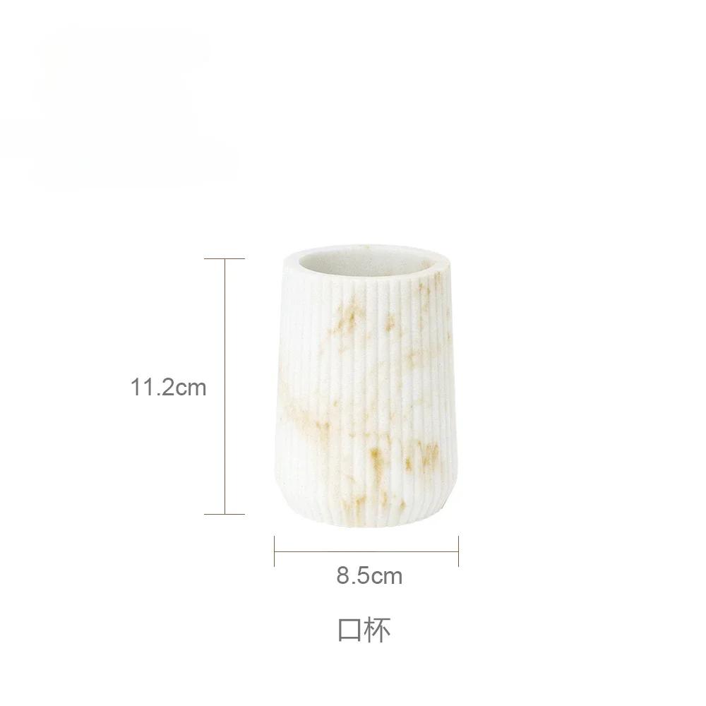 1pc Sandstone Bathroom Toiletries Gargle Cup Storage Tray Handwashing Table Ornament Toothbrush Holder Bathroom Accessories