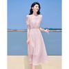 2025 Summer Tencel Blend Lace Square Neck A-Line Midi Dress