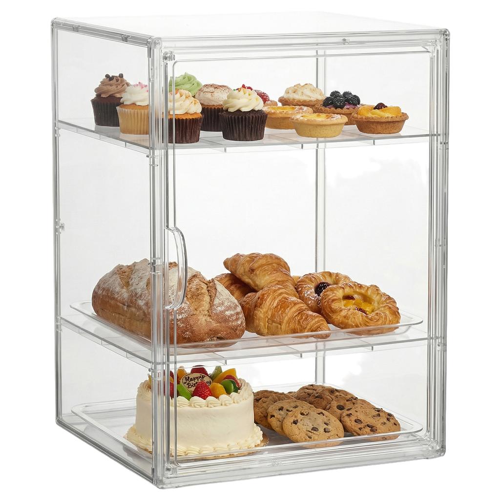 Stackable Acrylic Storage Box Adjustable Plastic Cosmetics Shelf Large Capacity Figurines Display Case for Home Office