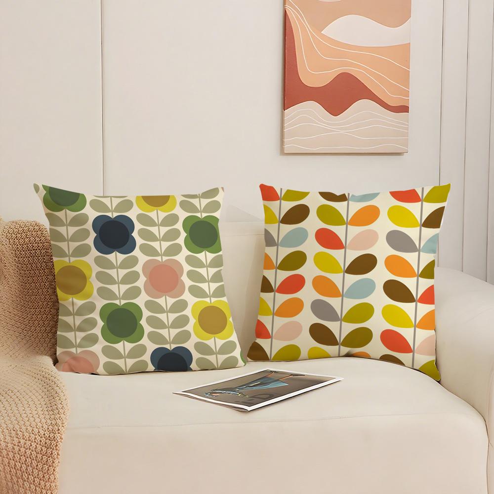 Federa Cuscino Fiore Stile Retrò Orla Kiely Comfort Divano Letto Seta Elegante Cerniera Invisibile Copricuscino Decorativo