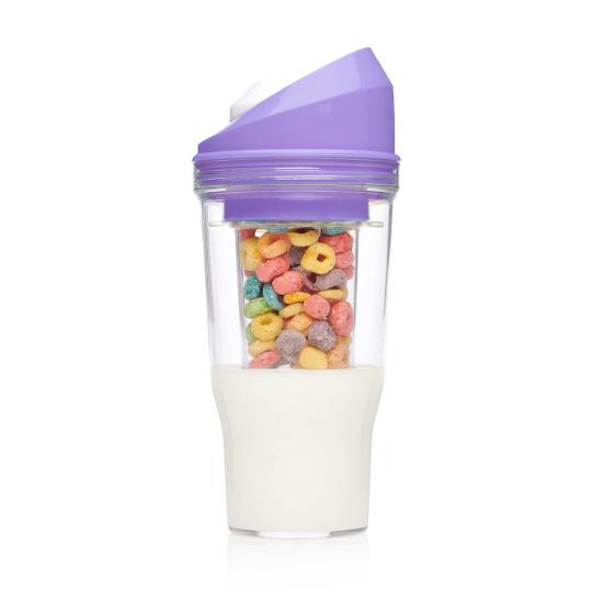Portable Cereal Cup Plastic Milk And Cereal Travel Cup To-go Cereal Container No Spoon or Bowl Needed for Kids Adults Breakfast On The Go