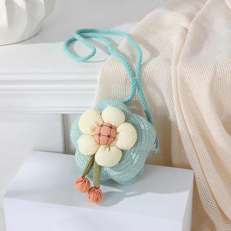 Süße florale Sommer-Strohhut-gewebte Crossbody-Mini-Tasche 2025
