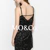 MO&Co. Qin Lan Collection Sequin Flocked V-Neck Dress