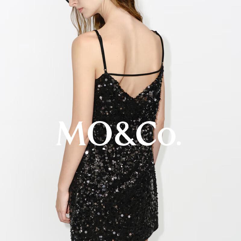 MO&Co. Qin Lan Collection Sequin Flocked V-Neck Dress