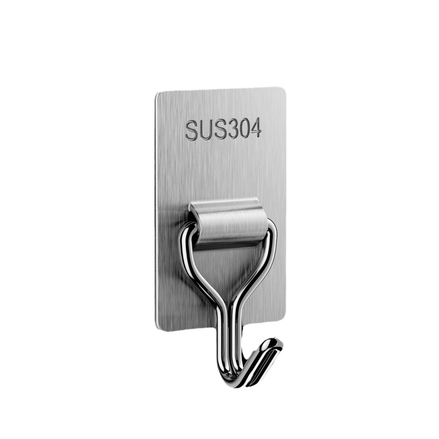 

Stainless Steel Hook Kitchen Bedroom Wall Clothes Hook Non Punching Storage No Trace Strong Adhesive Hook Hanging Rack 1 PCS серебряный