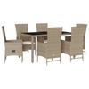 VidaXL Garden Dining Set with Cushions 7 Pcs, Patio Table, Patio Furniture, Outdoor Furniture, Beige 3277579