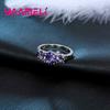 Anello Color Argento con Zirconi Viola per Ragazze alla Moda Decorazione Quotidiana Festa di Matrimonio Anelli da Dito da Donna