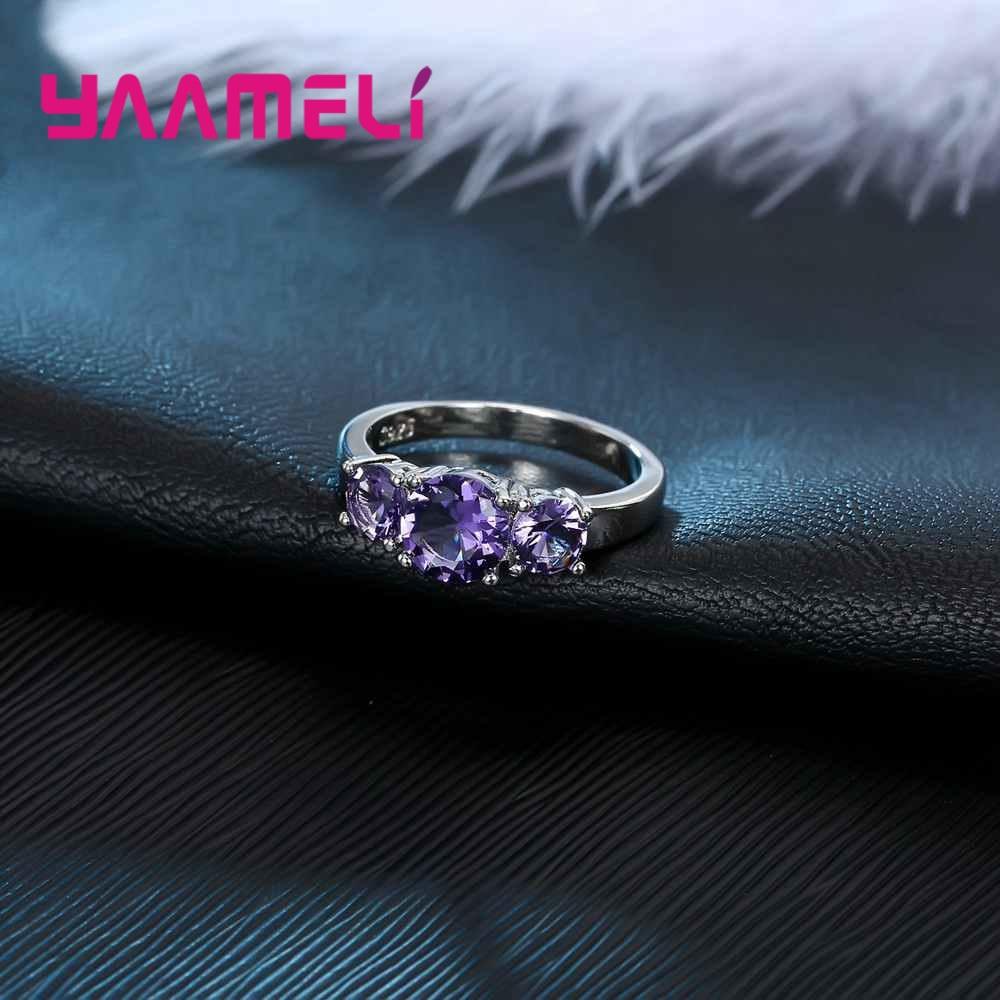Anello Color Argento con Zirconi Viola per Ragazze alla Moda Decorazione Quotidiana Festa di Matrimonio Anelli da Dito da Donna
