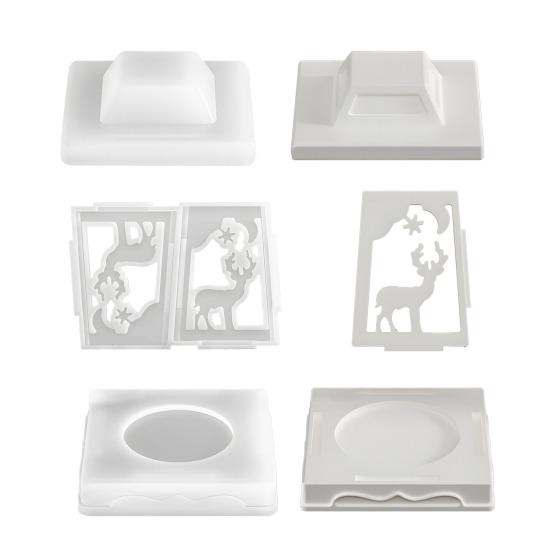 Christmas Candle Holder Mold Flexible Non-Stick Silicone Mold Christmas Lantern Casting Mold for Resin Plaster Elk Snowflake Snowman Candle Holder