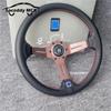 Spceddy Für Lenkrad 14 Zoll 350mm Perforiertes Leder Konkav Auto Sportlenkrad