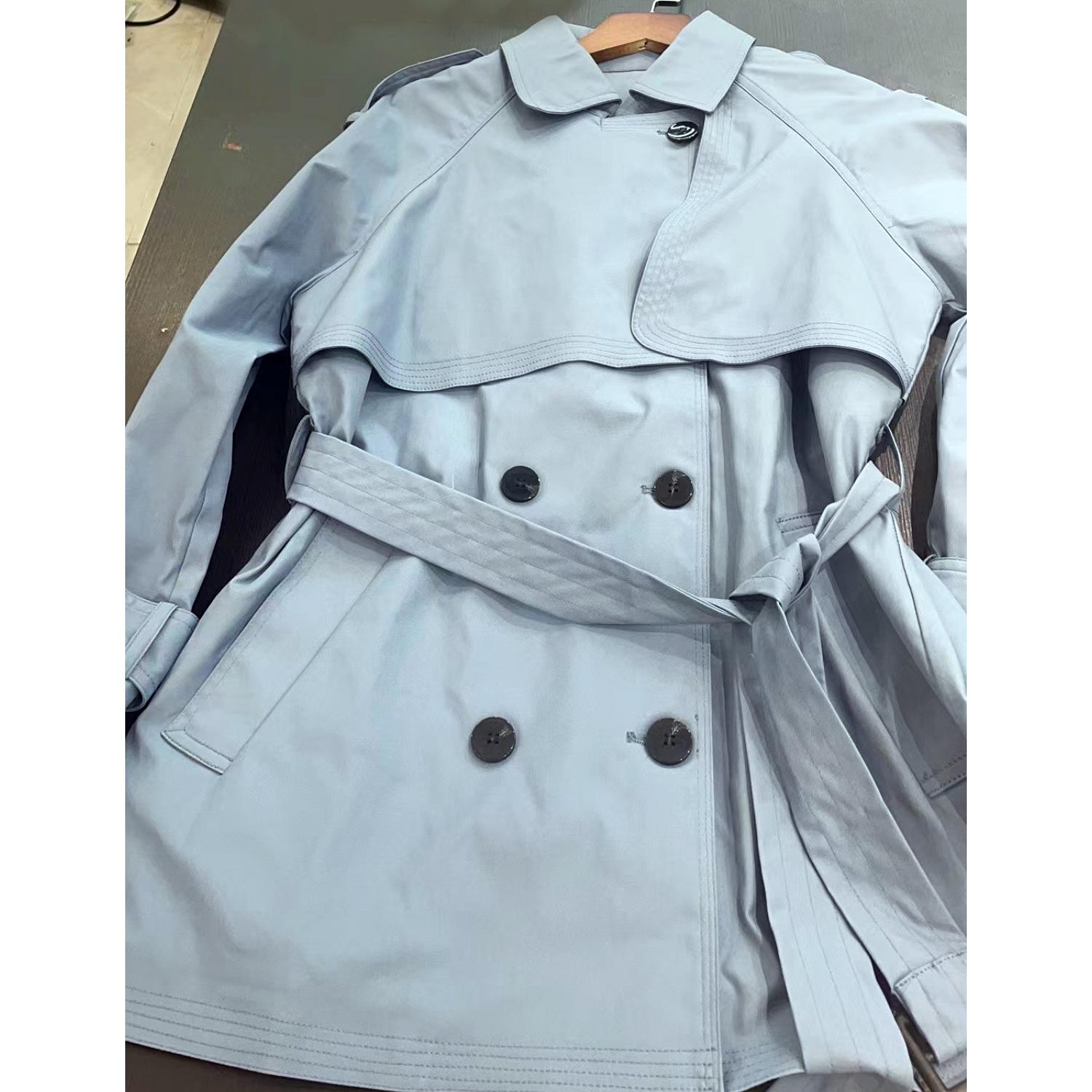 

Весенне-осенняя текстура не мнется! Короткий тренч весенняя одежда новая женская одежда маленький тонкий черный плащ XL