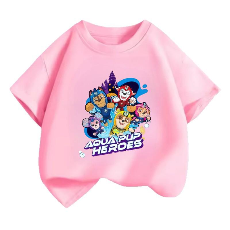 Paw Patrol Cartoon Short Sleeve Summer T-Shirt for Kids, Round Neck