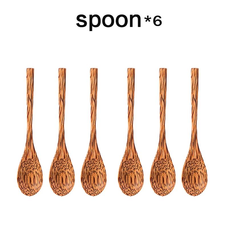 Natural Coconut Bowl 12-15cm Handmade Wooden Tableware Wood Spoon Dessert Fruit Salad Mixing Rice Ramen Bowl Kitchen Dinnerware