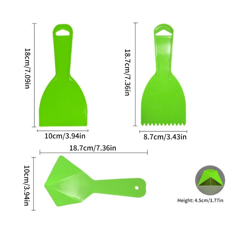 Multipurpose Plastic Scraper Kit Including Putty Blade Tooth Scraper and Corner Trowel Set For Construction Workers