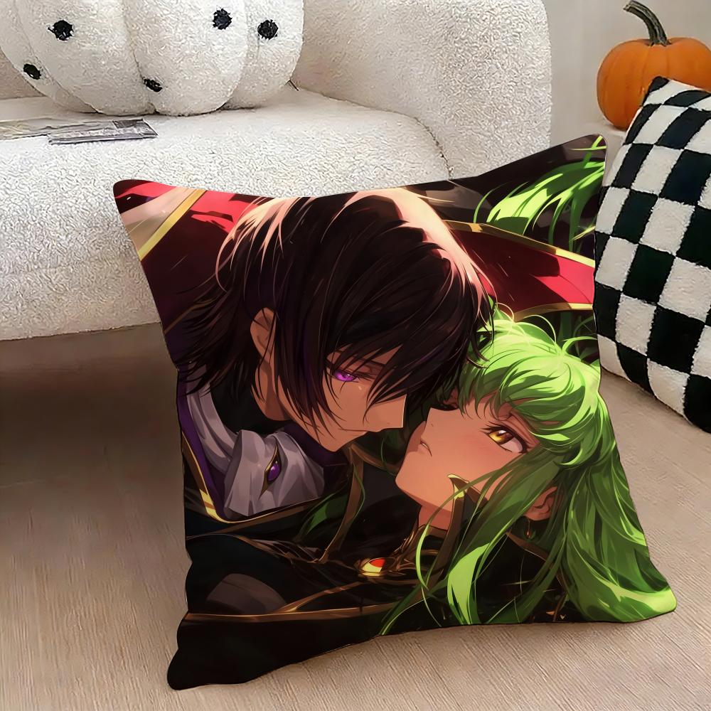 Anime CcODE GEASS Cushion Cover Natural Linen Double Sided Print Throw Pillow Case for Sofa Couch Home Decor