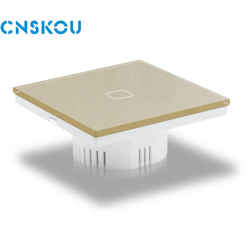 CNSKOU New Fashion EU/UK Waterproof Toughened Glass Panel Smart Home 1 Gang Touch WiFi Light Wall Switches for Smart Life