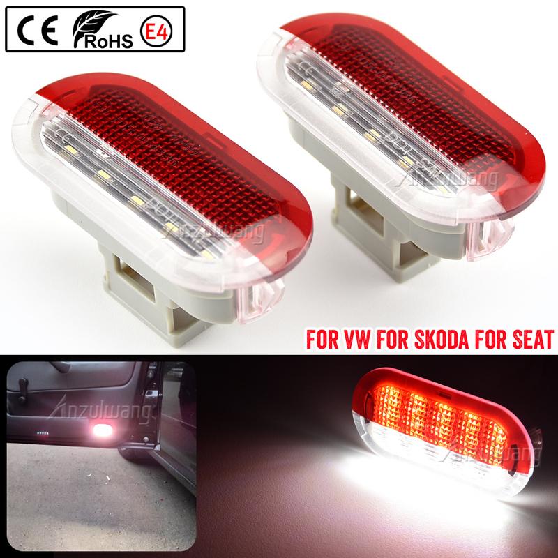 2PCS Led Door Warning Light Interior Courtesy Welcome Lamp For VW Golf MK3 MK4 Jetta Beetle Touran Polo Vento For Skoda Seat