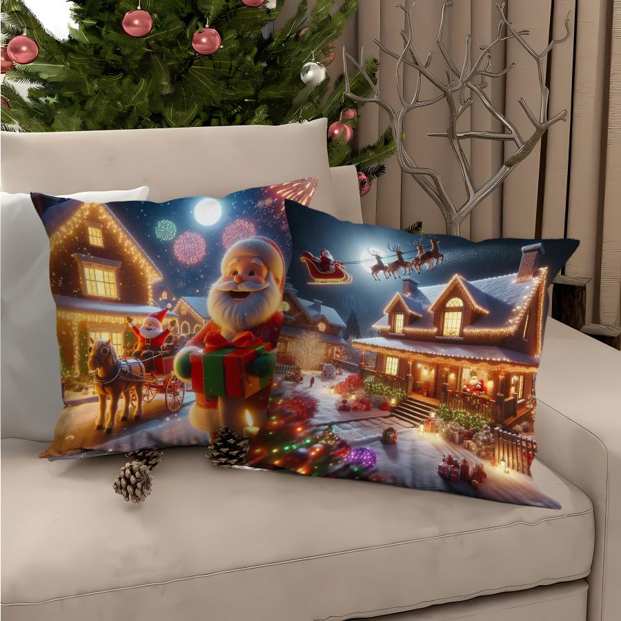 New Style Pillow Cover Christmas Print Sofa Decoration Cushion Cover Living Room Bedroom Pillow Cover Holiday Gift