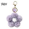 Fluffy Flower Bag Charm Plush Keychain for Backpack, Fuzzy Floral Keyring Ornament Charm, Women Girls Handbags Decorative Accessory Backpack