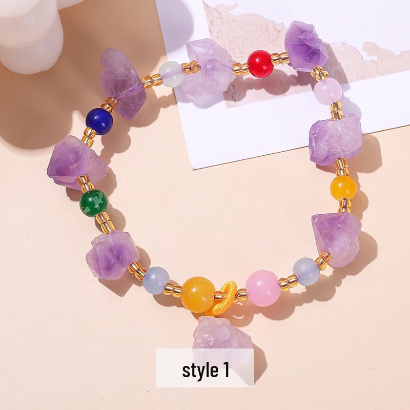 

Джинде Натуральный Аметист Необработанный Камень Браслет с Неправильным Дизайном Кристальной Друзы Raw Stone approx. 1-2cm