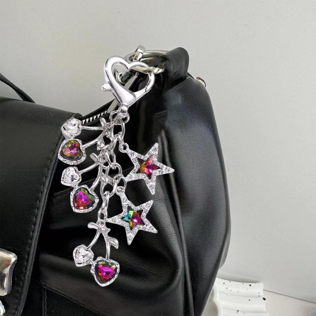 Lovely Bowknot Schoolbag Pendant Keychain Bowknot Chic Sweet Heart Cartoon Charm for Boys Girls Collectible Art