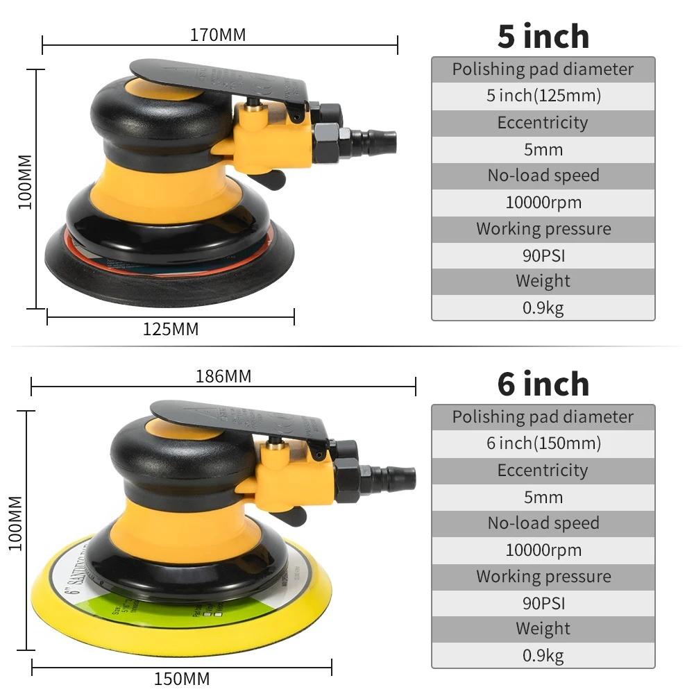 125mm/150mm Pneumatic Orbital Sander Air Grinder Vacuum Eccentric Polishing/Grinding Machine Pneumatic Tools